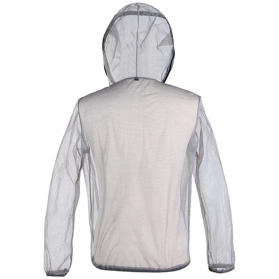 Outdoor Ultralight Mesh Hooded Bug Jacket Mesh Net Anti-mosquito Clothes Protective Mesh Shirt Insect Shield for Camping Fishing