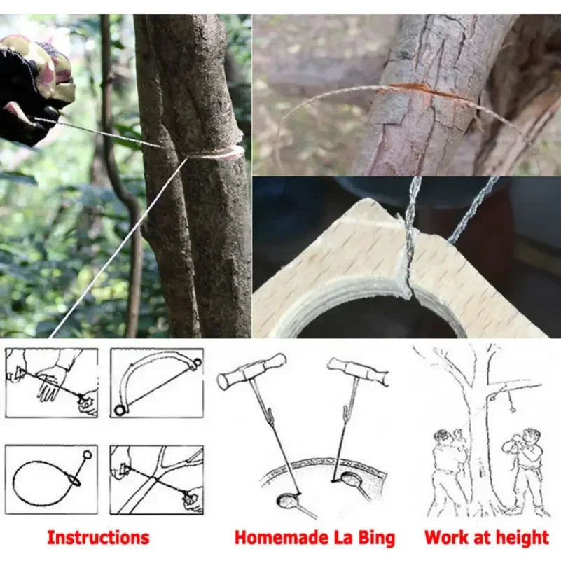 High-quality Multi-purpose Mini Pocket Wire Saw Stainless Steel Wire Saw Orange Outdoor Camping Emergency Survival Gear Tools