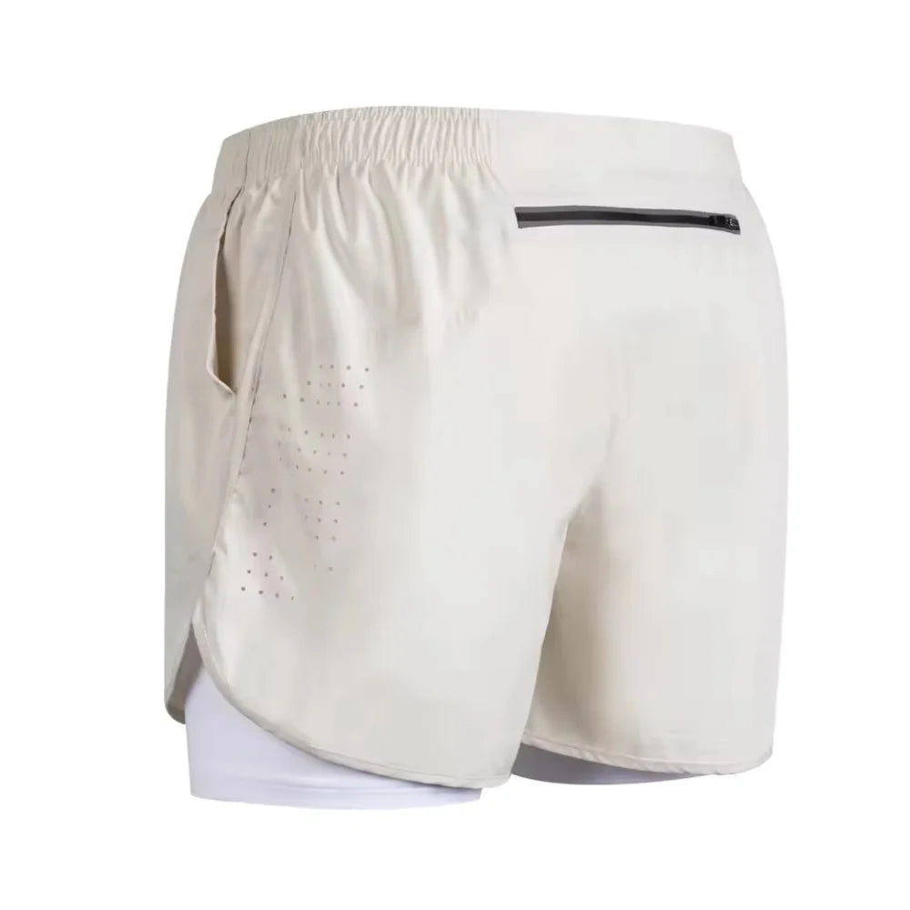 New men's summer outdoor running training 2-in-1 shorts, double-layer beach pants, quick-drying and breathable sports pants