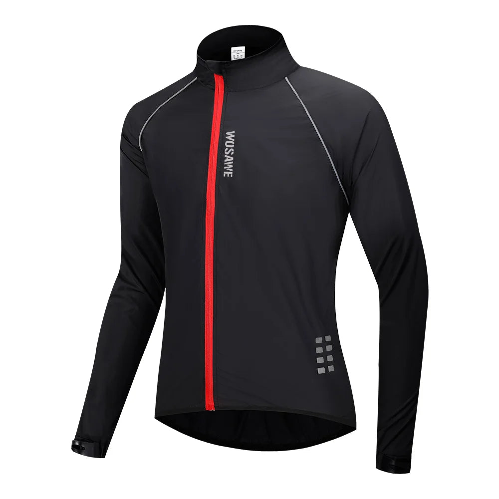 WOSAWE Men's Cycling Windbreaker Wind Jacket Windproof Water Repellent Mountain Bike MTB Clothing Reflective Bicycle Coat