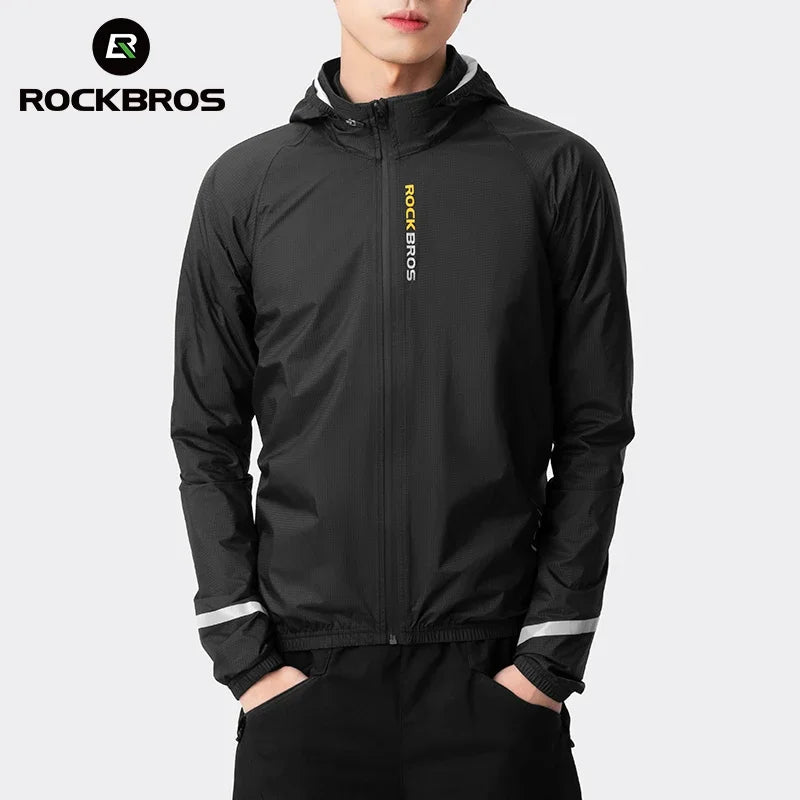 ROCKBROS Raincoat Cycling Men Waterproof Jacket Bike E-bike Motorcycle Rainwear Reflective Logo Fishing Climbing Jacket