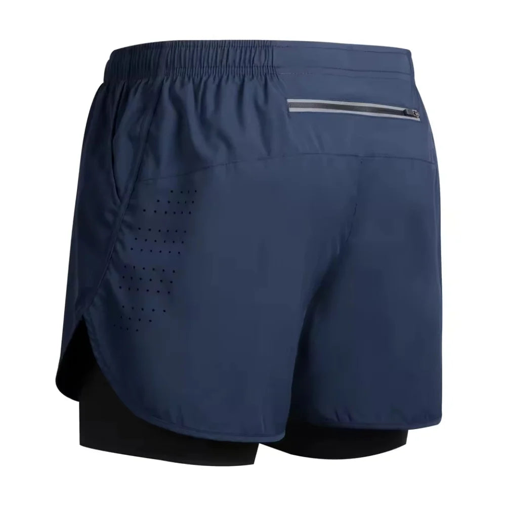 New men's summer outdoor running training 2-in-1 shorts, double-layer beach pants, quick-drying and breathable sports pants