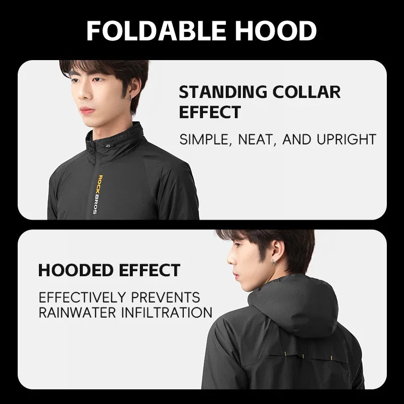 ROCKBROS Raincoat Cycling Men Waterproof Jacket Bike E-bike Motorcycle Rainwear Reflective Logo Fishing Climbing Jacket