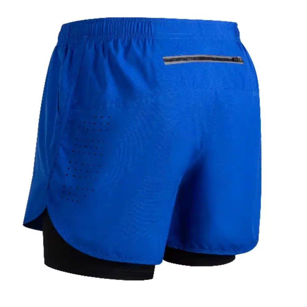 New men's summer outdoor running training 2-in-1 shorts, double-layer beach pants, quick-drying and breathable sports pants