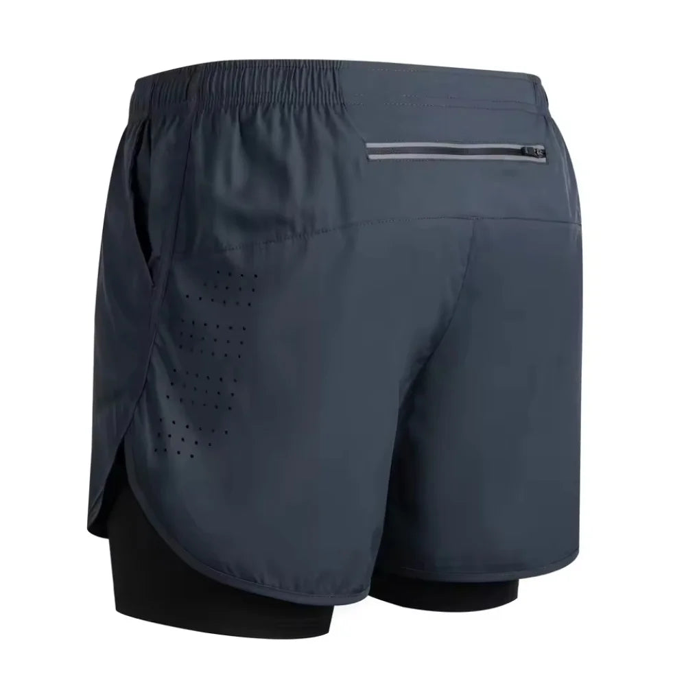 New men's summer outdoor running training 2-in-1 shorts, double-layer beach pants, quick-drying and breathable sports pants