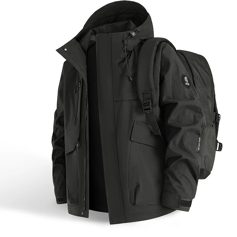 Waterproof Jacket Men Outdoor Hiking Camping Windbreaker Hooded Softshell Zip Up Coats Lightweight Unisex Spring Autumn Coats