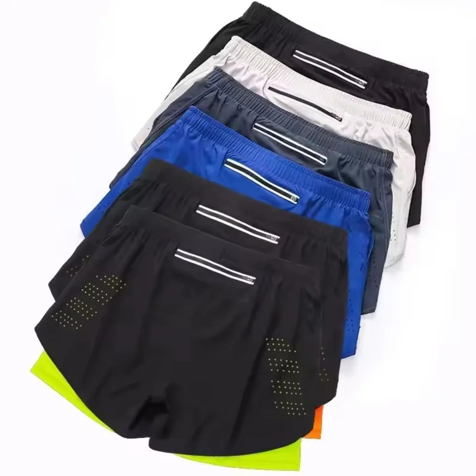 New men's summer outdoor running training 2-in-1 shorts, double-layer beach pants, quick-drying and breathable sports pants