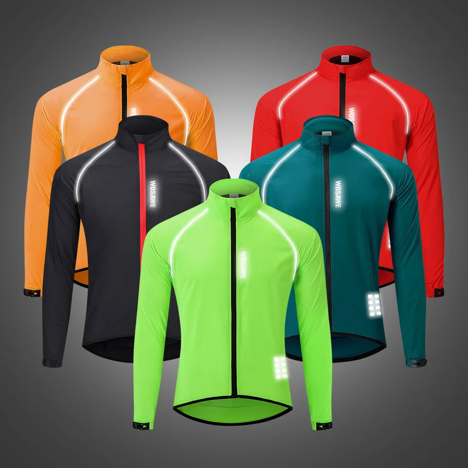WOSAWE Men's Cycling Windbreaker Wind Jacket Windproof Water Repellent Mountain Bike MTB Clothing Reflective Bicycle Coat