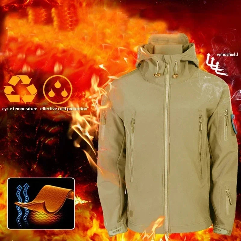 Classic outdoor men's winter and autumn wool jacket tactical waterproof fishing hiking camping windproof wool coat warm coat