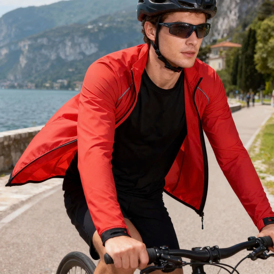 WOSAWE Men's Cycling Windbreaker Wind Jacket Windproof Water Repellent Mountain Bike MTB Clothing Reflective Bicycle Coat