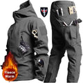 Waterproof Windproof Hooded Jacket and Pants, Soft Shell, Plush, Thickened, Outdoor Fishing, Cutting, Wear-Resistant,Winter, 5XL
