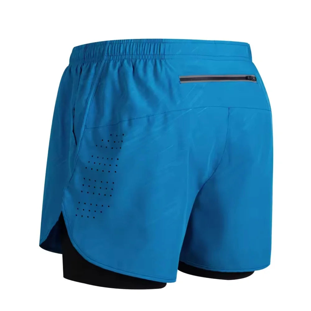 New men's summer outdoor running training 2-in-1 shorts, double-layer beach pants, quick-drying and breathable sports pants