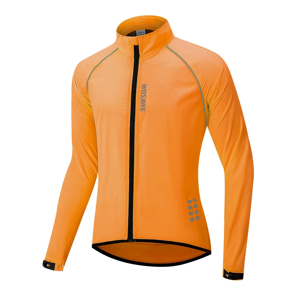 WOSAWE Men's Cycling Windbreaker Wind Jacket Windproof Water Repellent Mountain Bike MTB Clothing Reflective Bicycle Coat