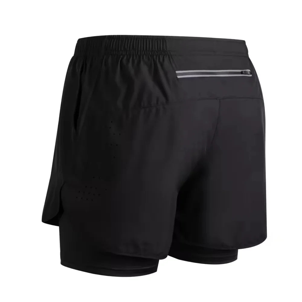 New men's summer outdoor running training 2-in-1 shorts, double-layer beach pants, quick-drying and breathable sports pants