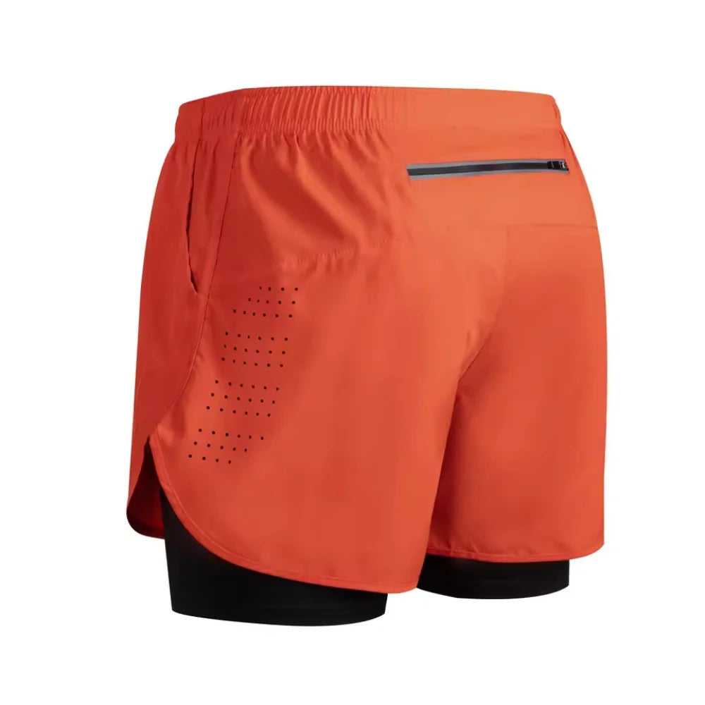 New men's summer outdoor running training 2-in-1 shorts, double-layer beach pants, quick-drying and breathable sports pants