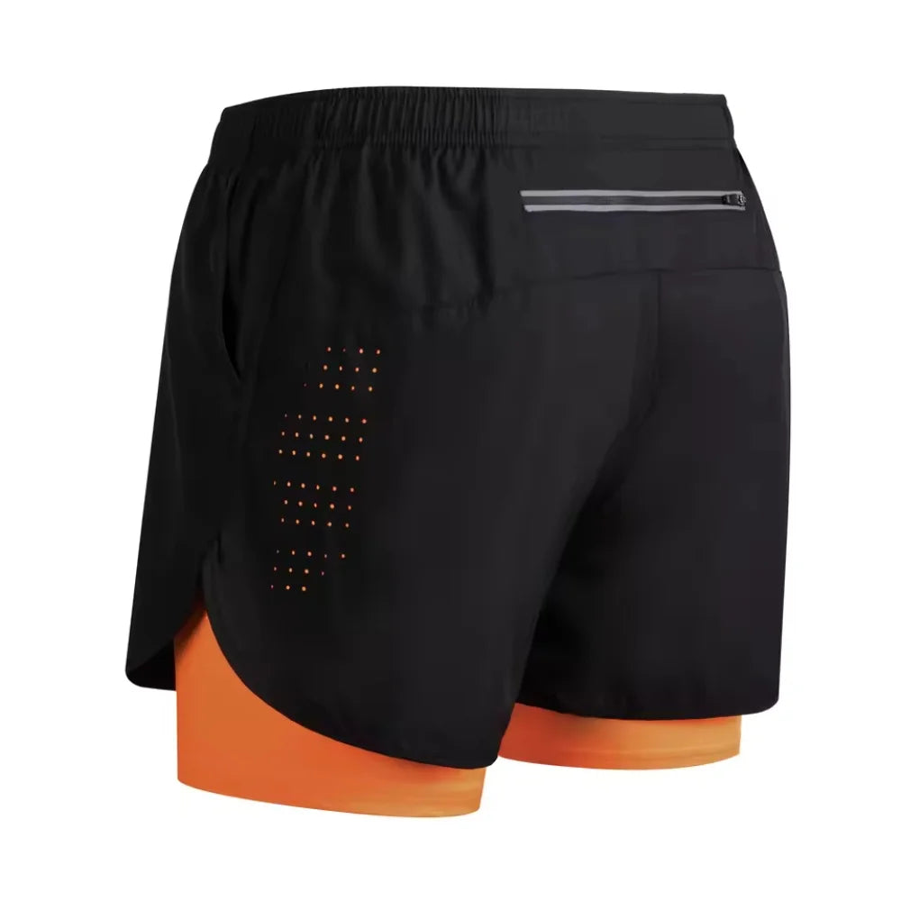 New men's summer outdoor running training 2-in-1 shorts, double-layer beach pants, quick-drying and breathable sports pants