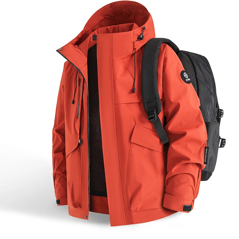 Waterproof Jacket Men Outdoor Hiking Camping Windbreaker Hooded Softshell Zip Up Coats Lightweight Unisex Spring Autumn Coats