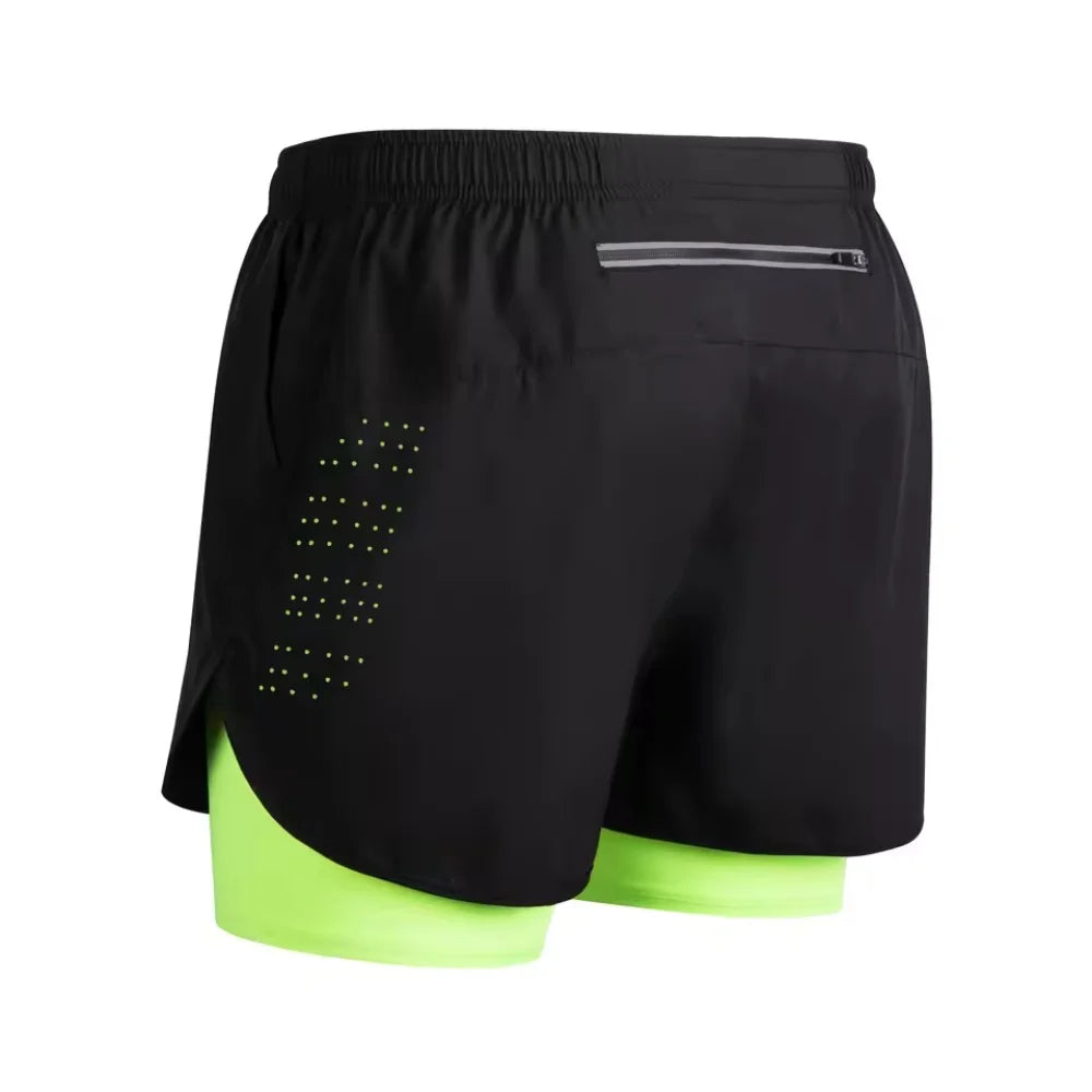 New men's summer outdoor running training 2-in-1 shorts, double-layer beach pants, quick-drying and breathable sports pants