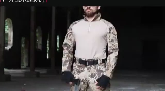 Black Camo Training Set Mens Half Zip Combat Tops Waterproof Tactical Suit Elastic Multiple Pockets Quick Drying 3-pcs